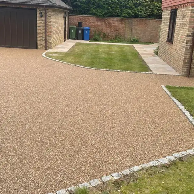 Golden resin bound driveway